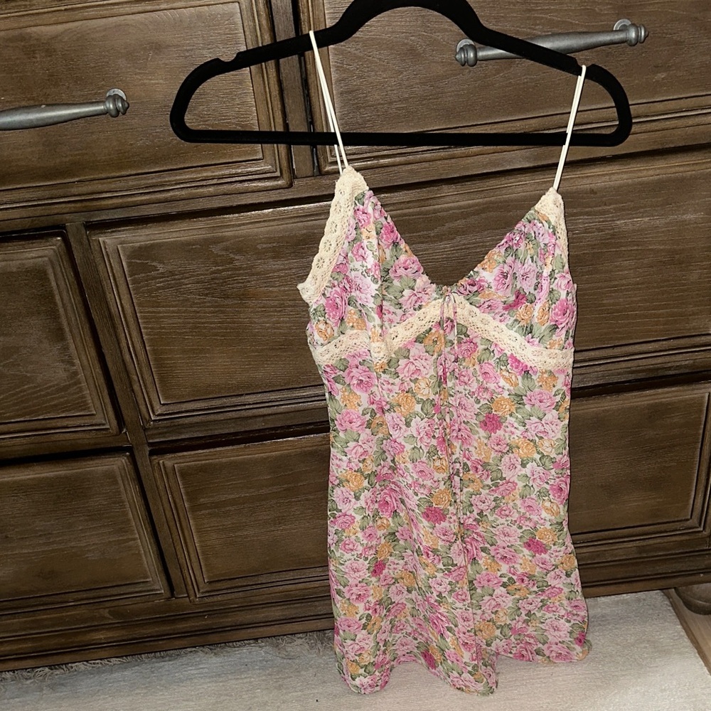 Princess Polly Floral Mini Dress - Pink and Cream